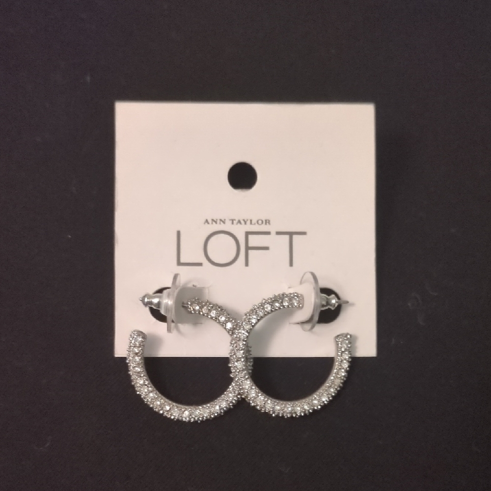 LOFT Sparkling Silver Crystal Earrings